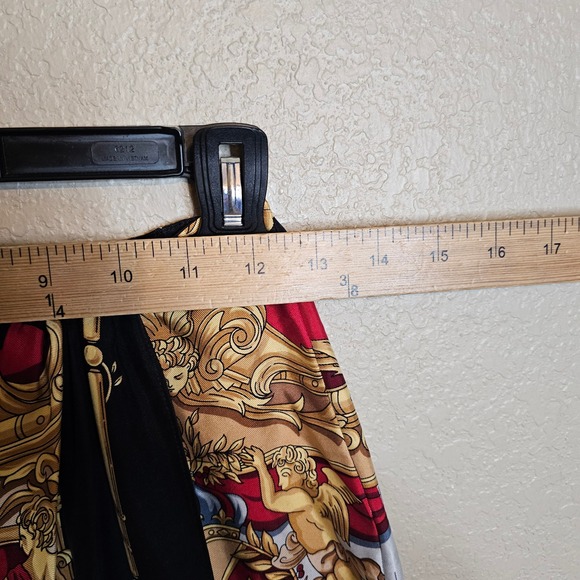 Emanuel Ungaro Vintage 100% Silk Baroque Scarf Print Maxi Skirt Black Gold 4 - Picture 10 of 12